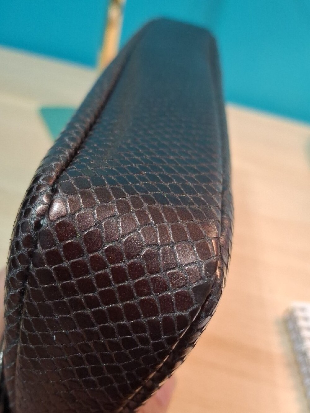Brighton Bronze Snake Embossed Studded Clutch with Heart Charm - Picture 13 of 14
